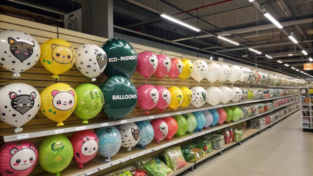 A display of various eco-friendly balloons