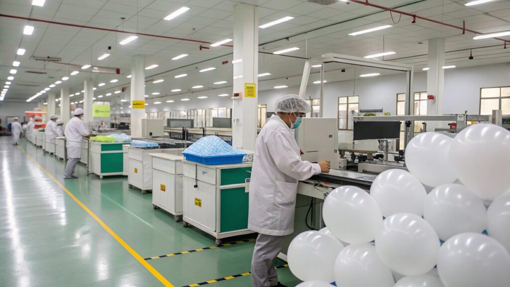 People working in a clean factory