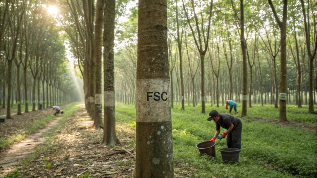 A supply chain showing material sourcing