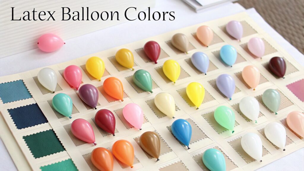 A color chart for latex balloons
