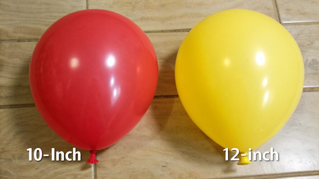 Comparing the size of a 10-inch balloon and a 12-inch balloon