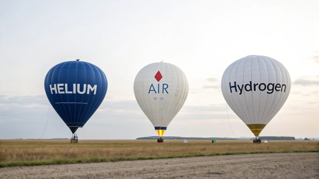 A graphic comparing balloons filled with different gases