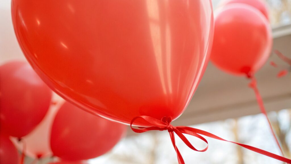 Close-up of a colorful latex balloon