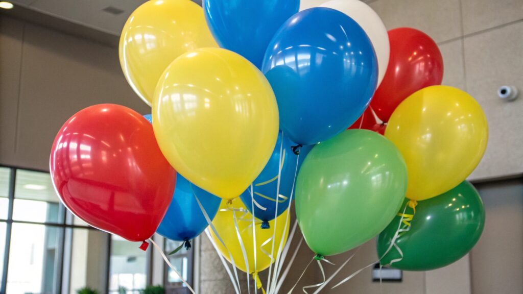 Natural latex balloons are shown