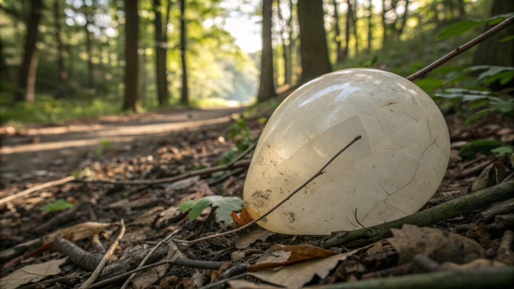 A natural latex balloon decomposing in nature