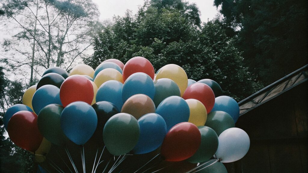 Pile of colorful latex balloons