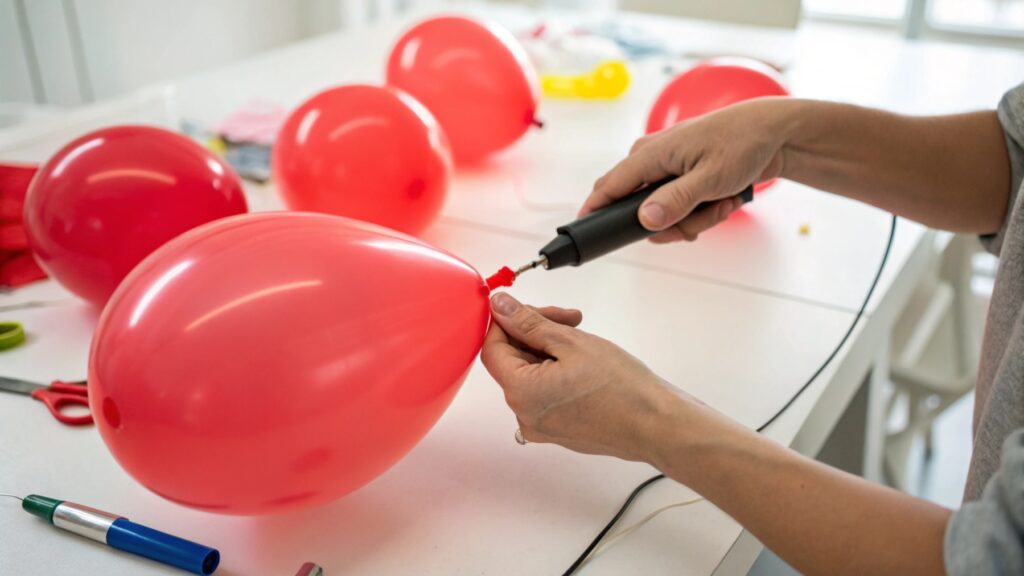 Inflating a latex balloon