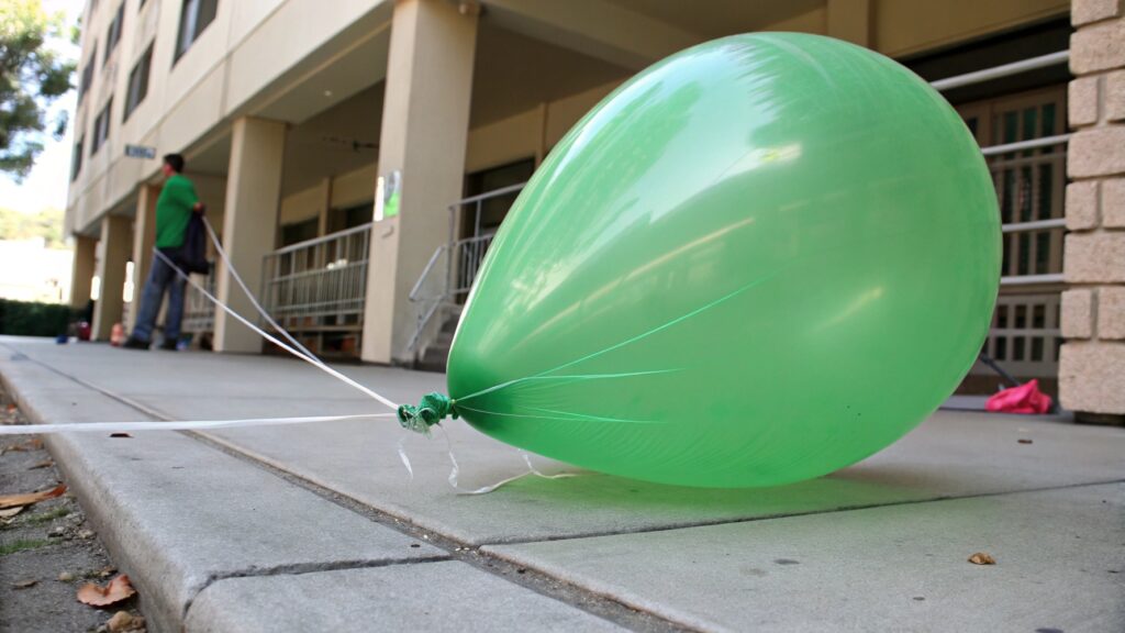 Over-inflated balloon deflating