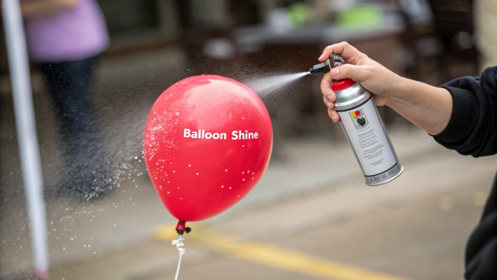 Applying balloon shine spray