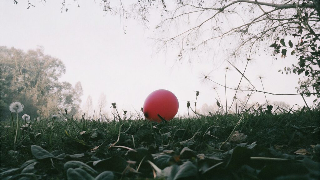 Green leaves and a latex balloon