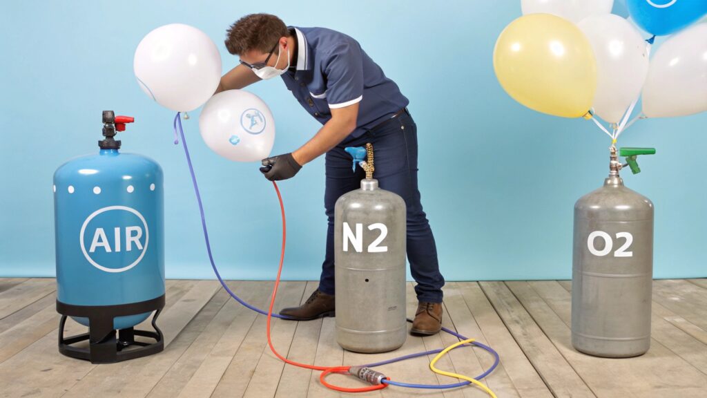 Various non-flammable gases for balloon inflation