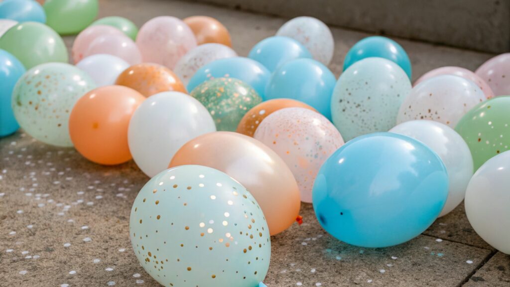 A vibrant assortment of latex balloons in various colors and sizes