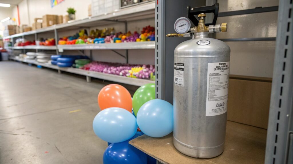 A tank of helium gas