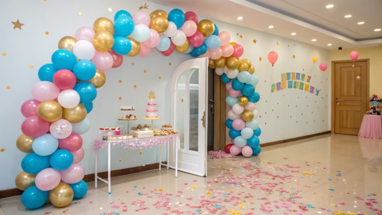 How to decorate a birthday party room with balloons?