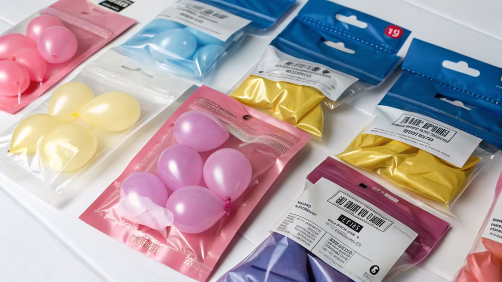 Colorful balloon assortment packs ready for retail