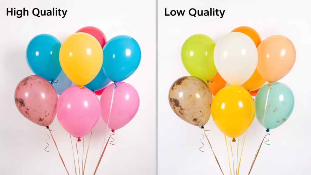 A side-by-side comparison of high-quality and low-quality balloons