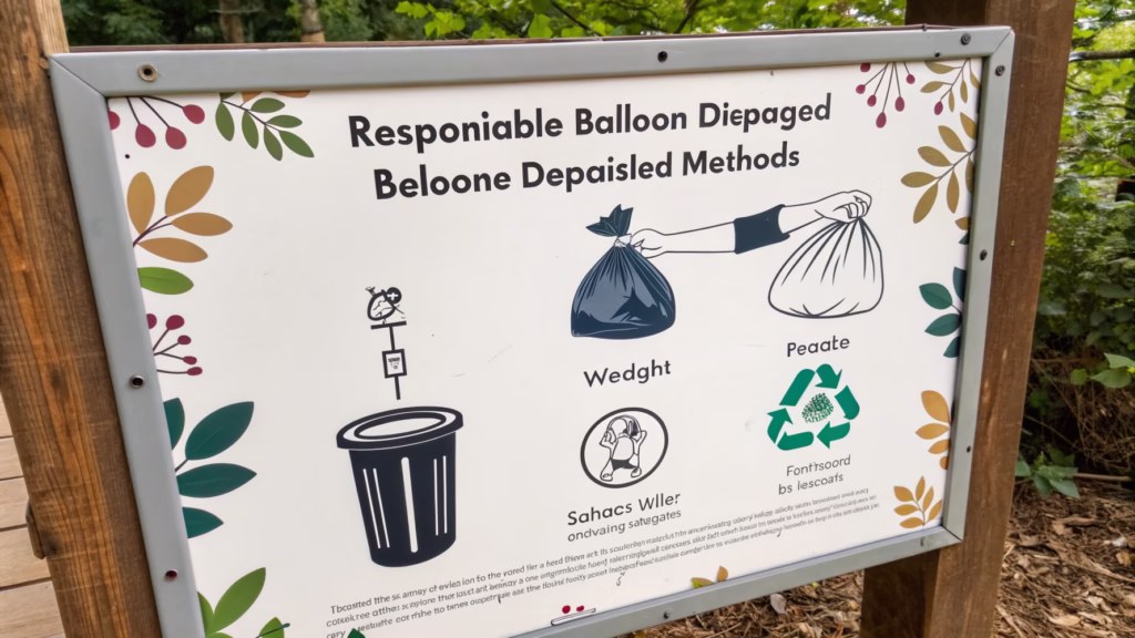 A sign showing proper balloon disposal methods
