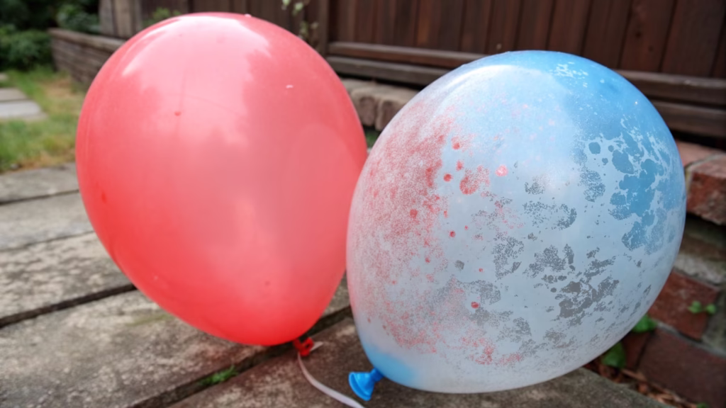 Comparison of a faded balloon and a vibrant new balloon