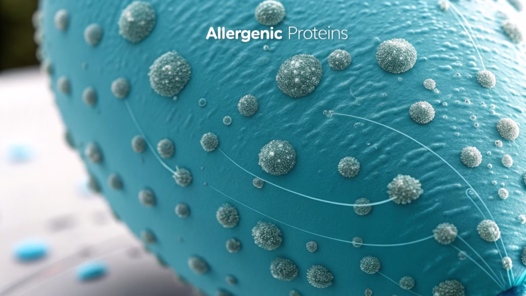 A microscopic view of latex proteins on a balloon's surface