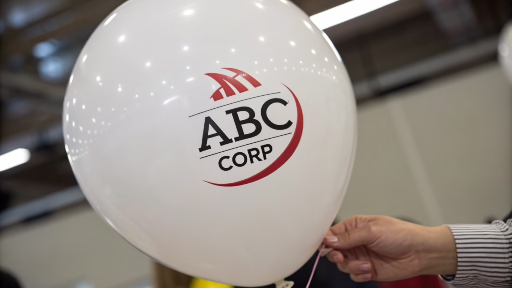 A custom printed latex balloon showing a clear and sharp company logo