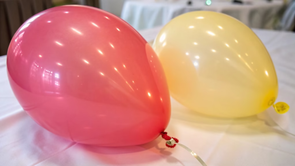A close-up shot of a high-quality, vibrant professional-grade latex balloon next to a lesser quality one