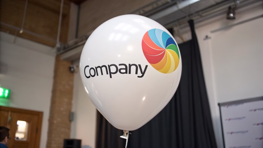 A photo showing a perfectly printed custom logo on an inflated AIHUA BALLOON