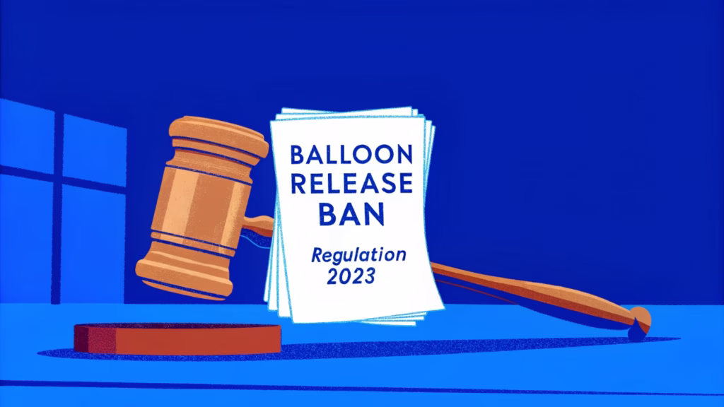 An official-looking document with a gavel, symbolizing balloon regulations