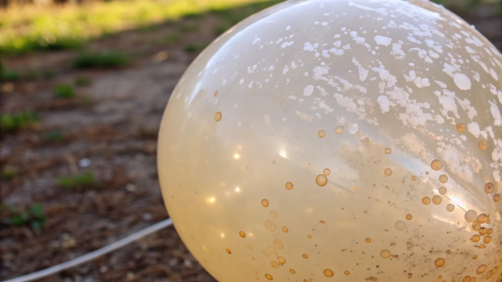 Close-up of the porous texture of a latex balloon