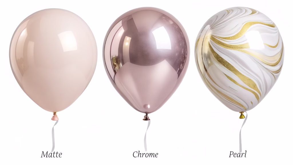 matte chrome and pearl balloon comparison