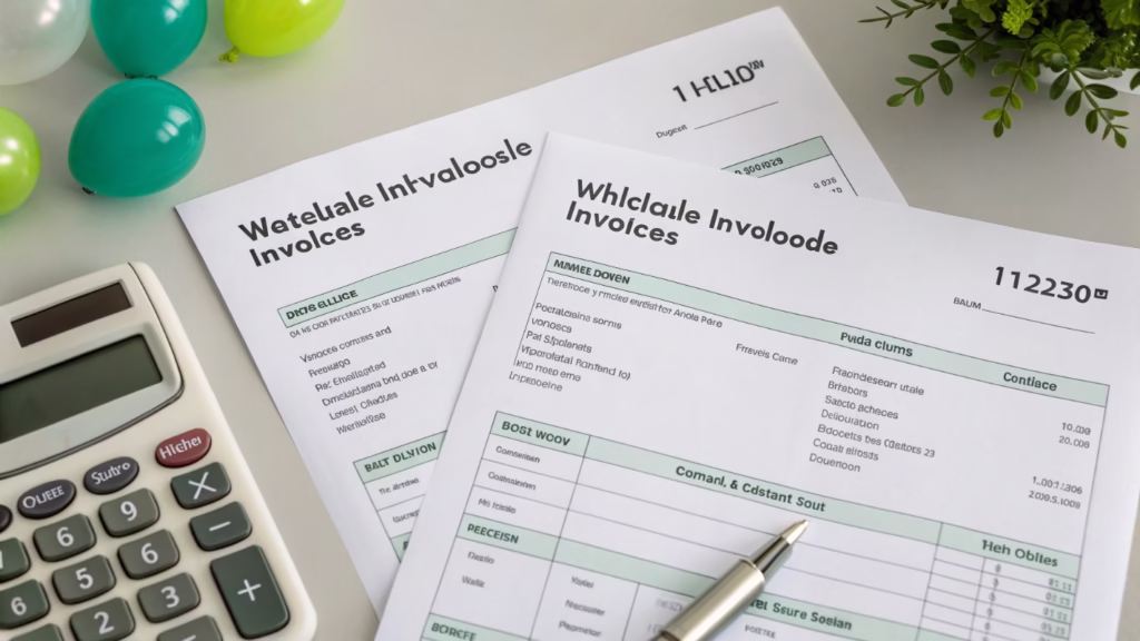 A side-by-side comparison of wholesale invoices for standard and eco-friendly balloons