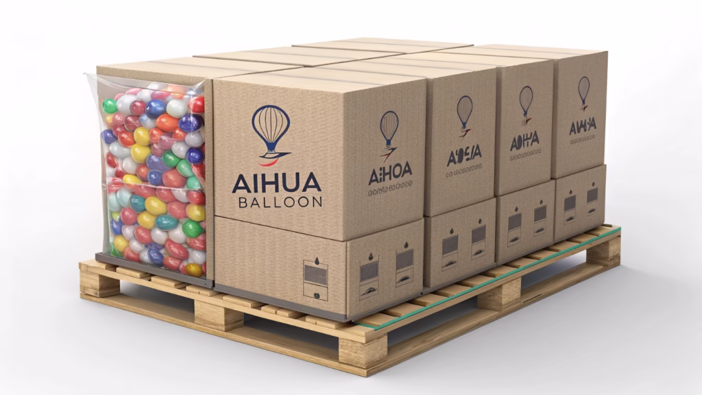 Boxes of pre-filled confetti balloons from AIHUA BALLOON, ready for shipping