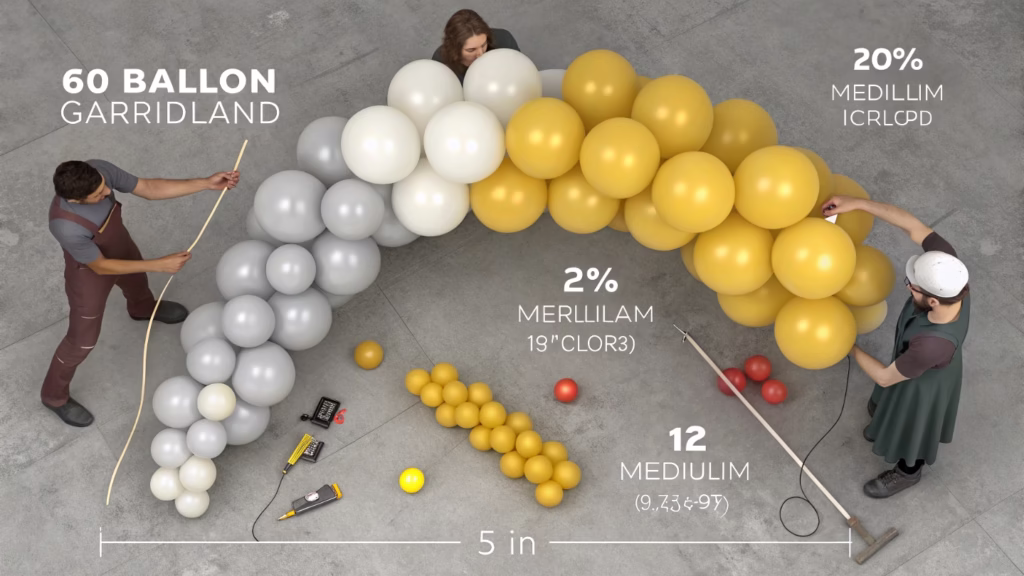A well-balanced balloon garland showing the ratio of sizes