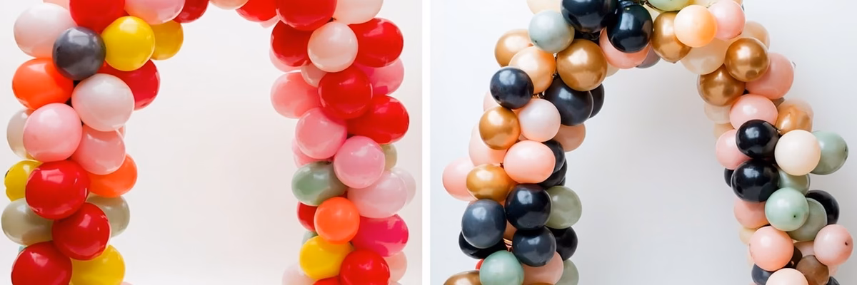 5-inch balloons create smooth gradient color transitions in organic balloon arches