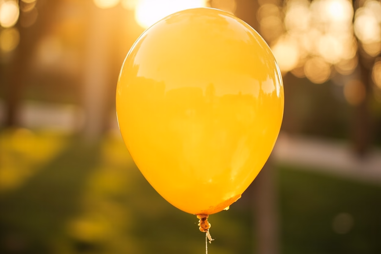 Sagging latex balloons at outdoor party showing deflation effects