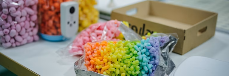 Wholesale water balloon samples weighed and inspected on factory QC table