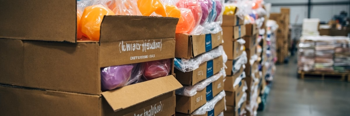 Water balloon export cartons prepared for shipment after QC approval