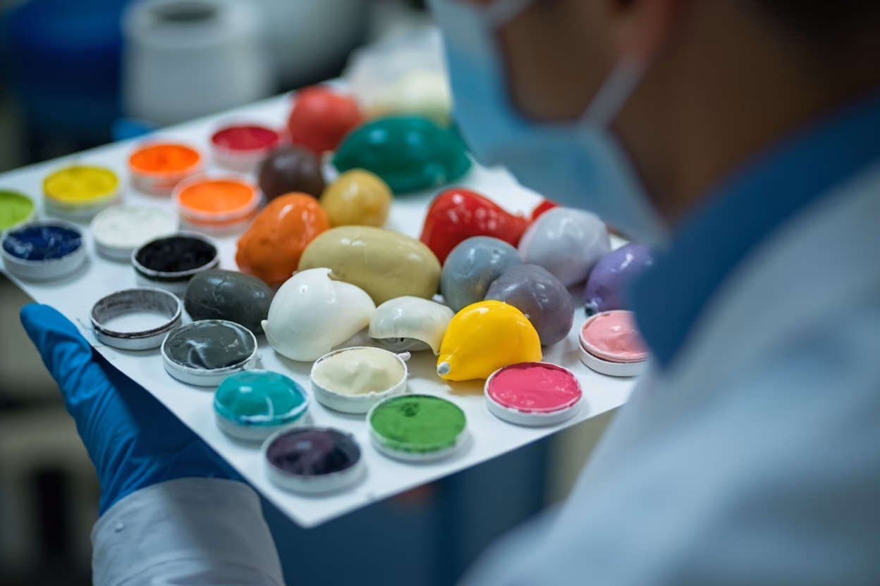Different types of balloon pigments including organic, inorganic, and metallic effect pigments