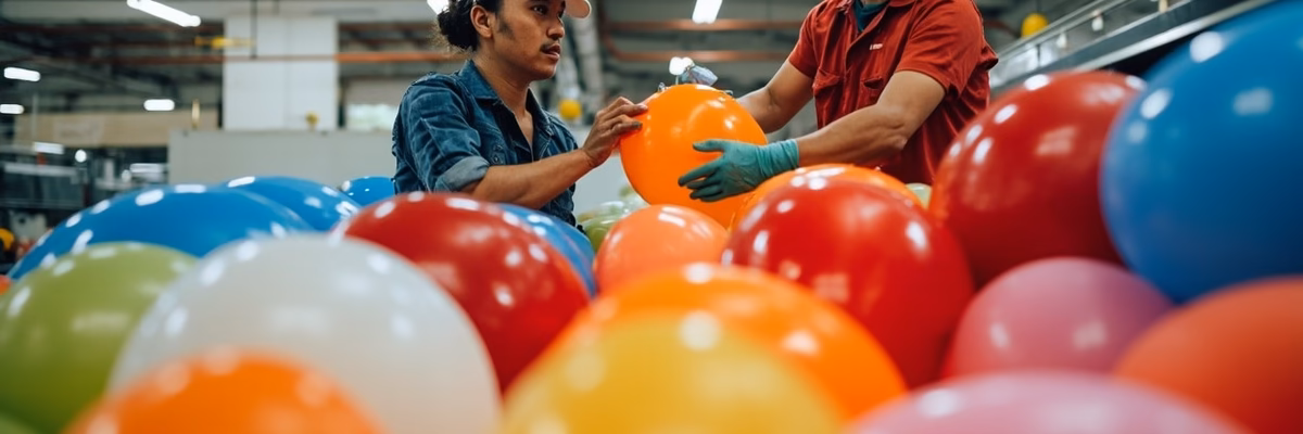 Factory quality control inspection of latex balloons