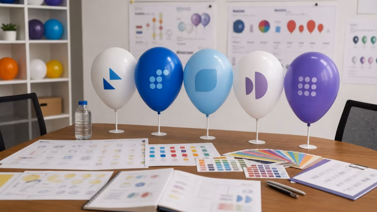 Logo balloons for trade shows artwork QC table