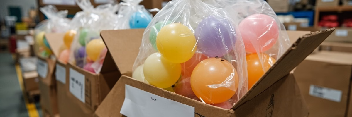 Water balloon retail bags and export cartons checked before shipment