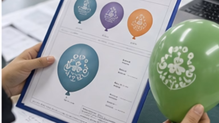 Store opening balloons with logo proof approval