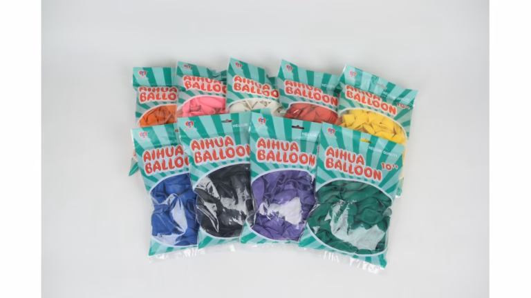 AIHUA branded latex balloon bags in assorted colours